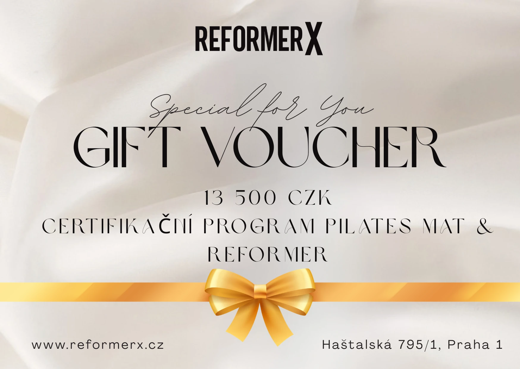 ReformerX gift voucher for the Pilates MAT & Reformer certification programme, worth 13 500 CZK